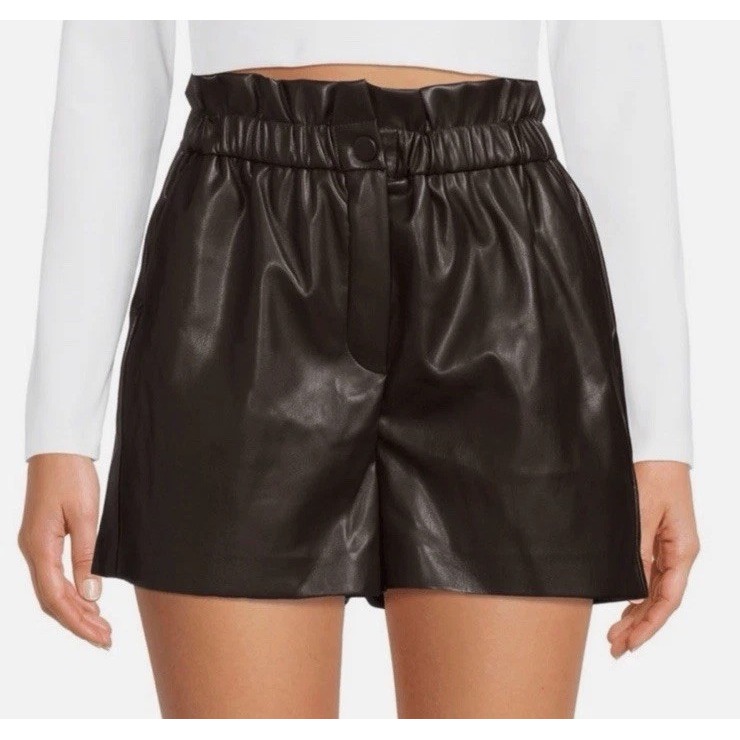 Laundry By Shelli Segal Vegan Leather Paperbag Waist Shorts Size Xl
